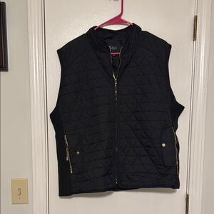 Charter Club Black Sleeveless Vest with Stand-Up Collar